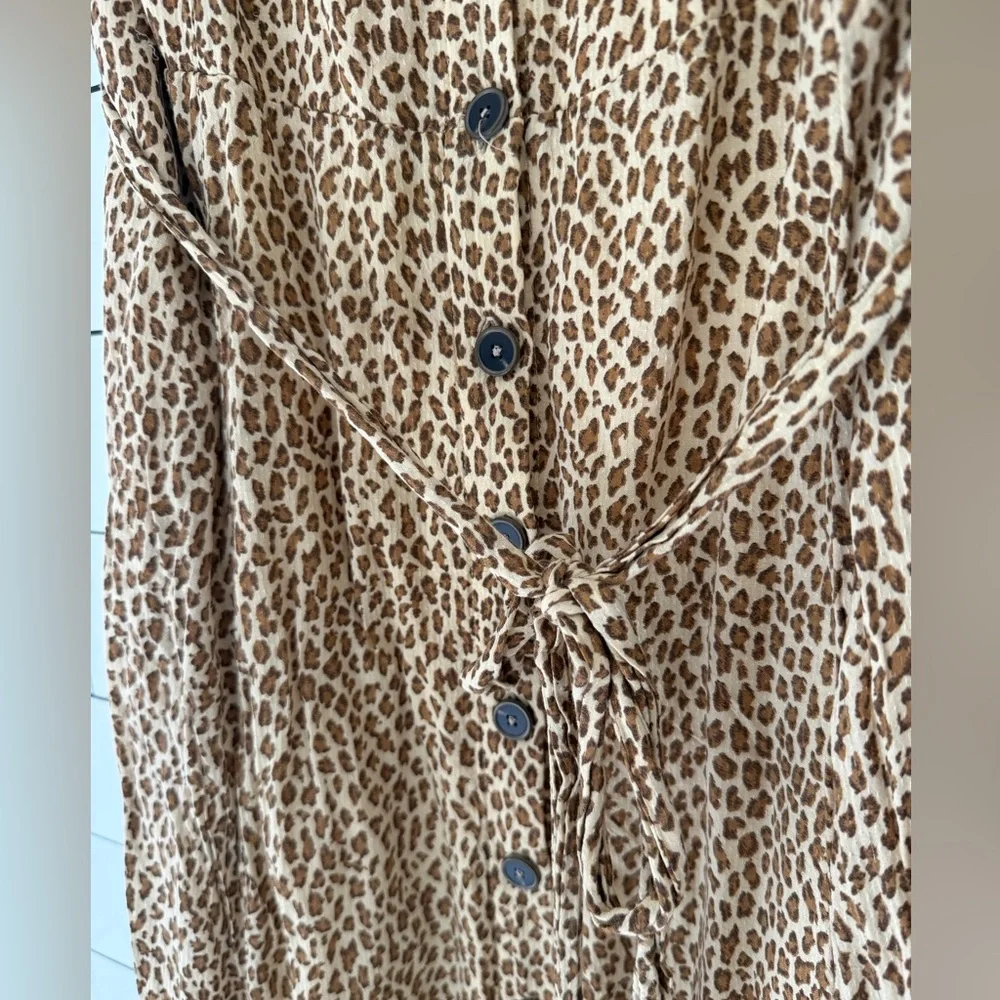 Anthropologie Bolano Cheetah-Print Button-Front Midi Dress - Picture 4 of 6